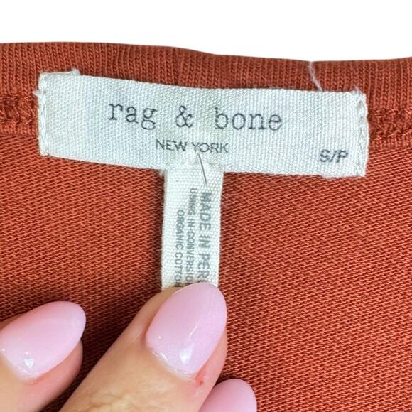 Rag & Bone S Ryder Muscle Rust Orange Cap Sleeve Unlined Shift Mini Dress Pocket - Picture 12 of 14